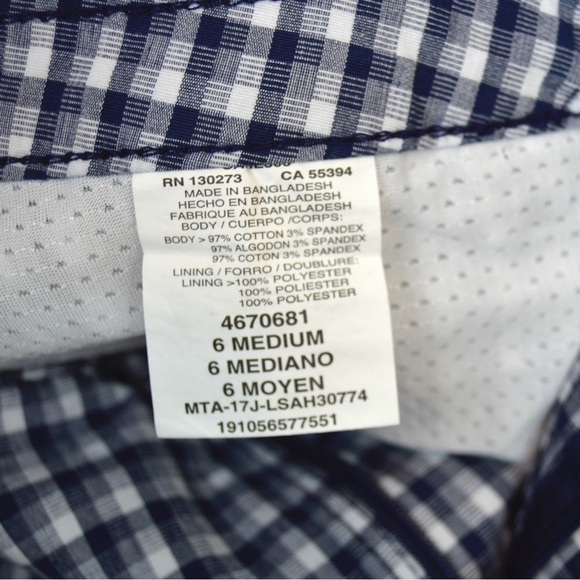 Lee Straight Fit Alyssa Mid-Rise Gingham Print Skort, Size 6 Medium - Picture 7 of 7